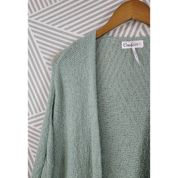 Confess Plus Size 2X Open Knit Front cardigan Sweater Seafoam Green Lightweight - Picture 3 of 6